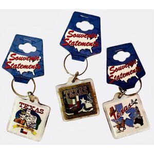 NWT 3 Variety Set Of Souvenir Statements Texas Map Keychains